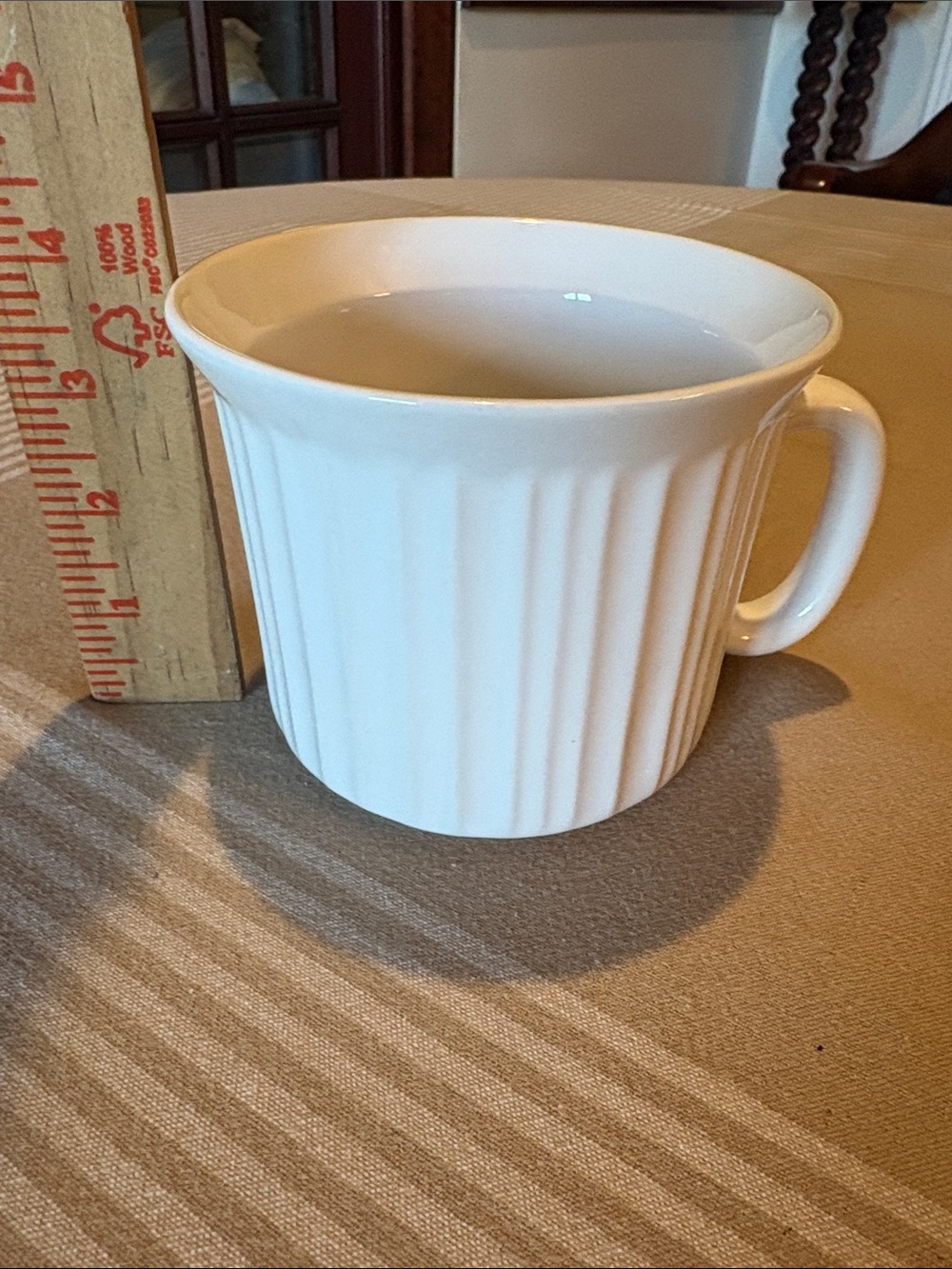 White Ribbed Ceramic soup Mug - Elegant Home Dining Cup